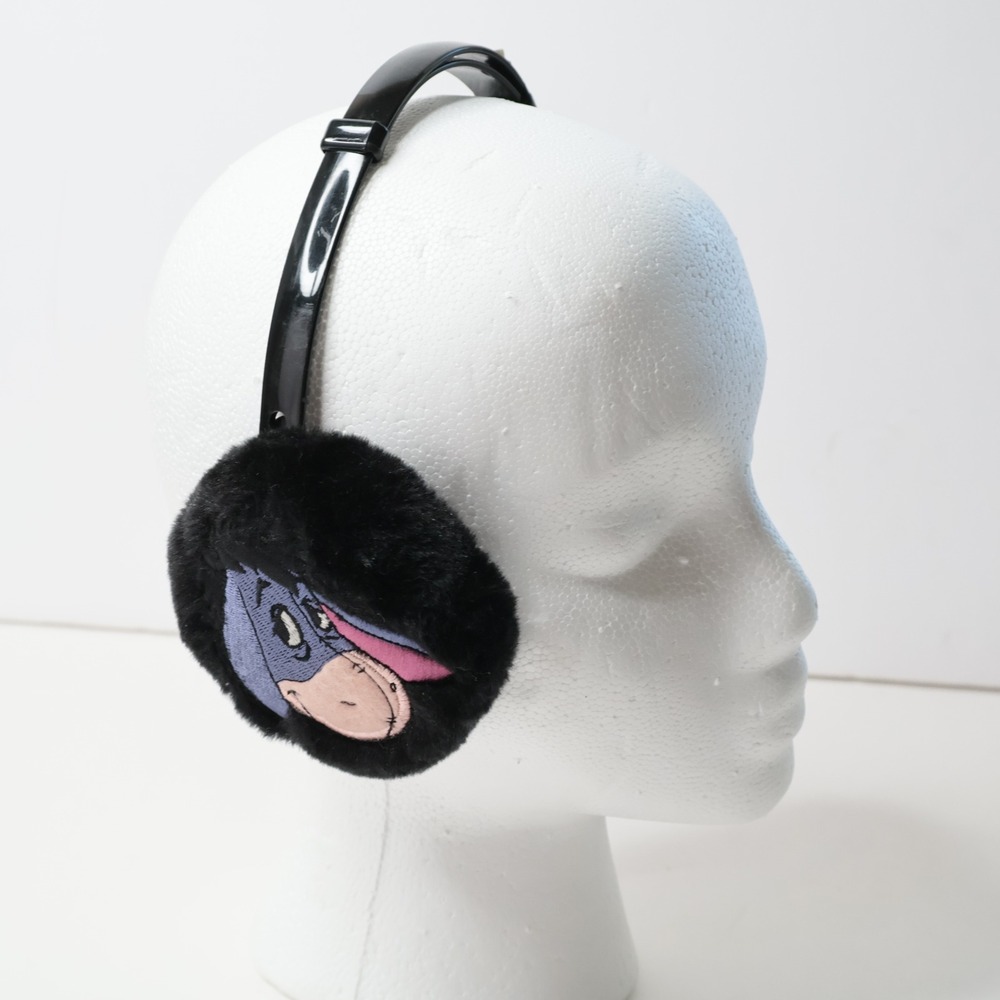 VTG Disney Eeyore Black Faux Fur Earmuffs 3M Thinsulate Winnie the Pooh Warmers